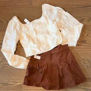 GAP Kids Eyelet Top and Brown Skirt Set